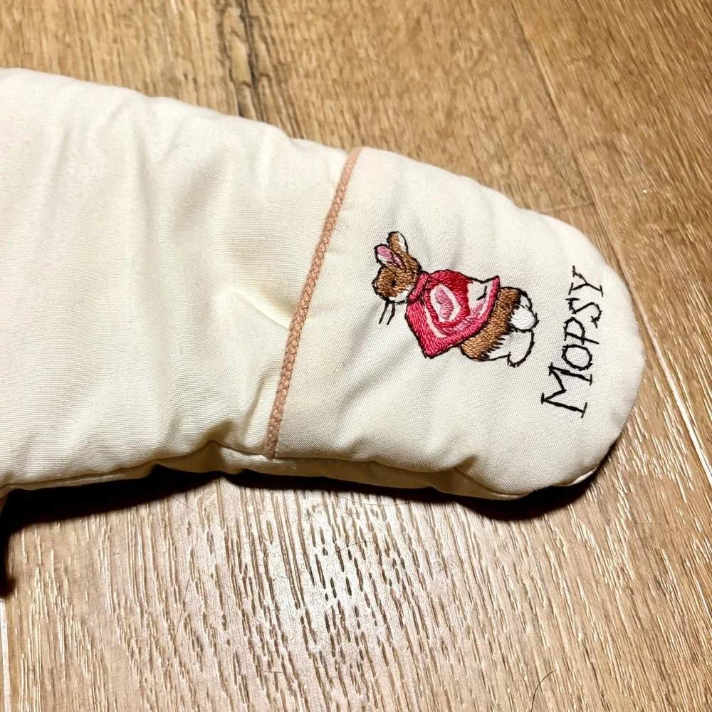 VTG Beatrix Potter Baby Bunting Snowsuit Peter Rabbit Embroidery Fur Hand Covers